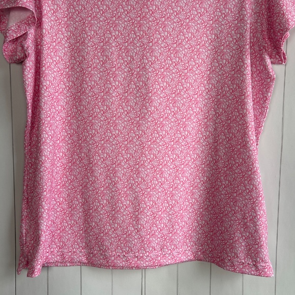 Rhoback women size L short sleeve polo shirt pink ribbon preppy golf tennis - Picture 9 of 12